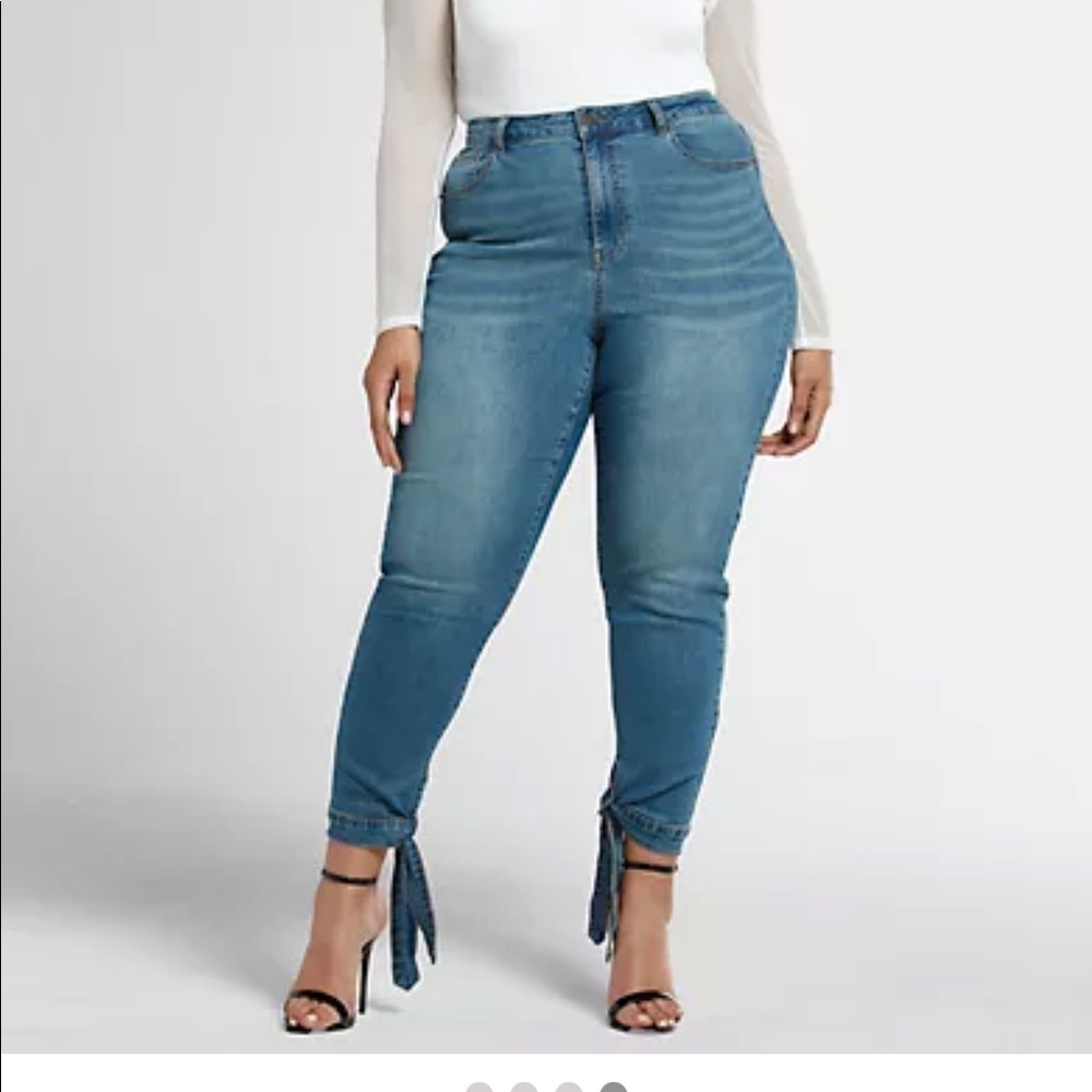 High Rise Skinny Jeans with Ankle Ties